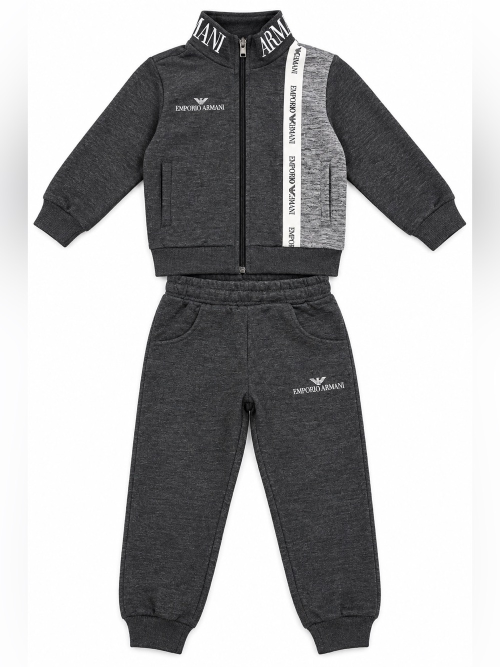Emporio Armani Kids Charcoal Gray Logo Joggers Set